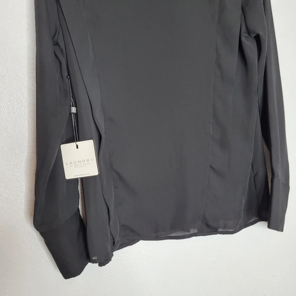 Laundry by Shelli Segal Sheer Black Button-up Shirt Women's Size Small New - Picture 11 of 15